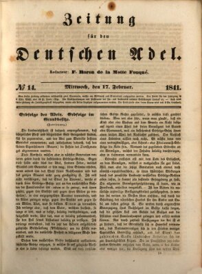 Zeitung für den deutschen Adel Mittwoch 17. Februar 1841