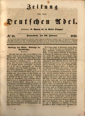 Zeitung für den deutschen Adel Samstag 20. Februar 1841