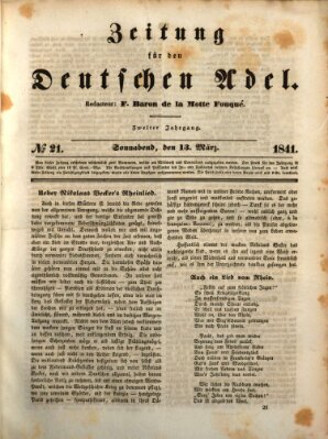 Zeitung für den deutschen Adel Samstag 13. März 1841