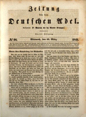 Zeitung für den deutschen Adel Mittwoch 31. März 1841