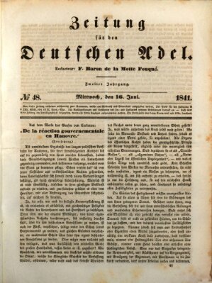 Zeitung für den deutschen Adel Mittwoch 16. Juni 1841