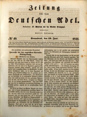 Zeitung für den deutschen Adel Samstag 19. Juni 1841