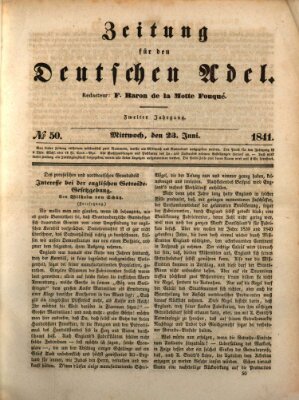 Zeitung für den deutschen Adel Mittwoch 23. Juni 1841