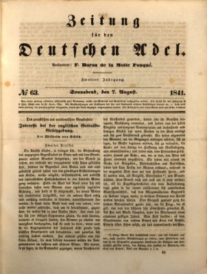 Zeitung für den deutschen Adel Samstag 7. August 1841