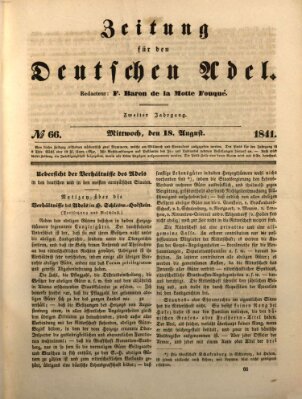 Zeitung für den deutschen Adel Mittwoch 18. August 1841