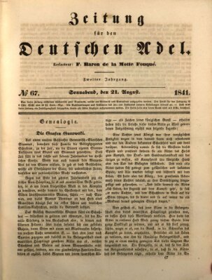 Zeitung für den deutschen Adel Samstag 21. August 1841