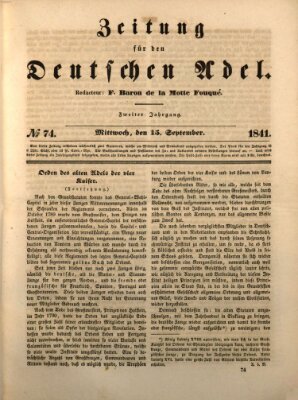 Zeitung für den deutschen Adel Mittwoch 15. September 1841