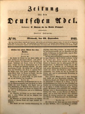 Zeitung für den deutschen Adel Mittwoch 29. September 1841