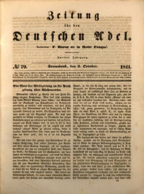 Zeitung für den deutschen Adel Samstag 2. Oktober 1841