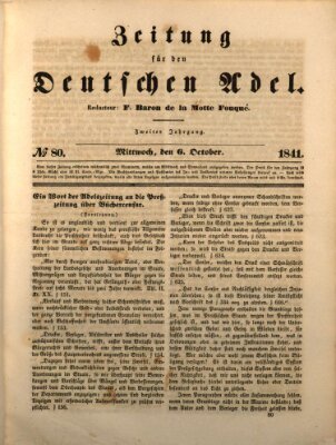 Zeitung für den deutschen Adel Mittwoch 6. Oktober 1841