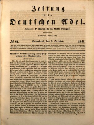 Zeitung für den deutschen Adel Samstag 9. Oktober 1841