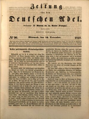 Zeitung für den deutschen Adel Mittwoch 10. November 1841