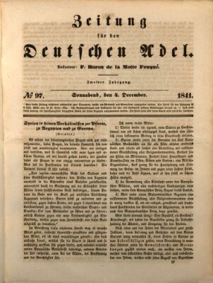 Zeitung für den deutschen Adel Samstag 4. Dezember 1841