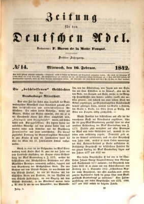 Zeitung für den deutschen Adel Mittwoch 16. Februar 1842