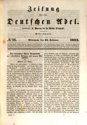 Zeitung für den deutschen Adel Mittwoch 23. Februar 1842