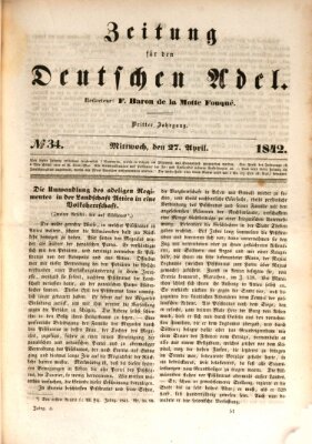 Zeitung für den deutschen Adel Mittwoch 27. April 1842