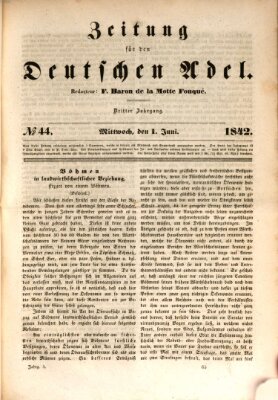 Zeitung für den deutschen Adel Mittwoch 1. Juni 1842