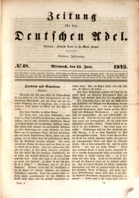 Zeitung für den deutschen Adel Mittwoch 15. Juni 1842