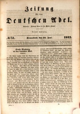 Zeitung für den deutschen Adel Samstag 25. Juni 1842