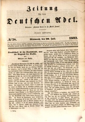 Zeitung für den deutschen Adel Mittwoch 20. Juli 1842