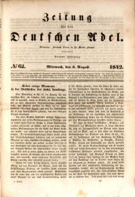 Zeitung für den deutschen Adel Mittwoch 3. August 1842