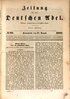 Zeitung für den deutschen Adel Samstag 27. August 1842