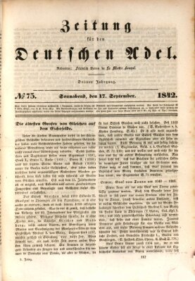 Zeitung für den deutschen Adel Samstag 17. September 1842