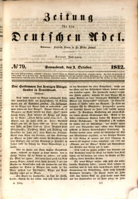 Zeitung für den deutschen Adel Samstag 1. Oktober 1842