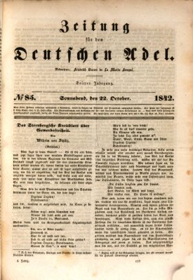 Zeitung für den deutschen Adel Samstag 22. Oktober 1842