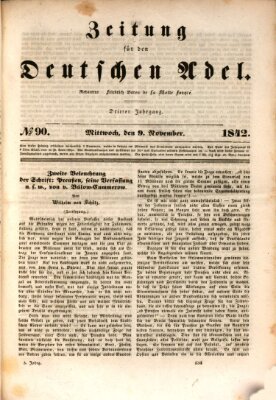 Zeitung für den deutschen Adel Mittwoch 9. November 1842