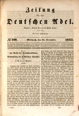 Zeitung für den deutschen Adel Mittwoch 14. Dezember 1842