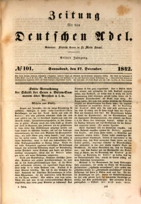 Zeitung für den deutschen Adel Samstag 17. Dezember 1842