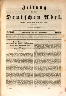 Zeitung für den deutschen Adel Mittwoch 21. Dezember 1842