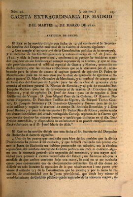 Gaceta de Madrid Dienstag 14. März 1820