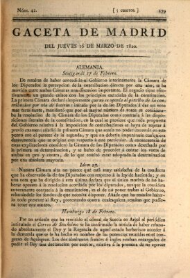 Gaceta de Madrid Donnerstag 16. März 1820