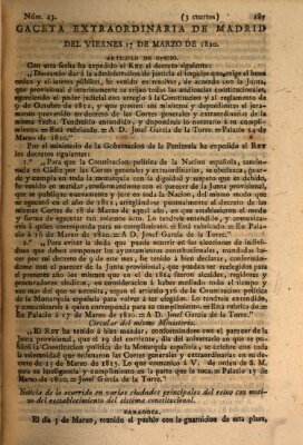 Gaceta de Madrid Freitag 17. März 1820