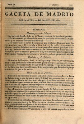 Gaceta de Madrid Dienstag 21. März 1820