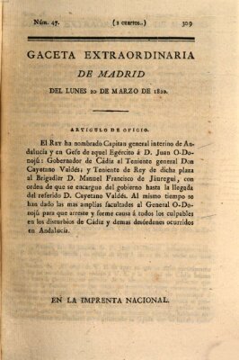 Gaceta de Madrid Montag 20. März 1820