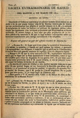 Gaceta de Madrid Dienstag 21. März 1820