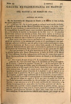 Gaceta de Madrid Dienstag 21. März 1820