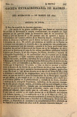 Gaceta de Madrid Mittwoch 22. März 1820