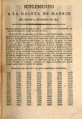 Gaceta de Madrid Donnerstag 23. März 1820