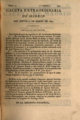 Gaceta de Madrid Donnerstag 23. März 1820