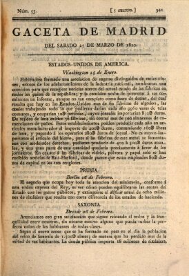 Gaceta de Madrid Samstag 25. März 1820