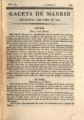 Gaceta de Madrid Dienstag 11. April 1820