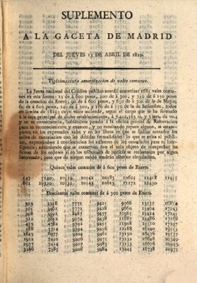 Gaceta de Madrid Donnerstag 13. April 1820