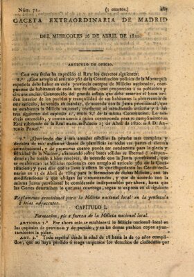 Gaceta de Madrid Mittwoch 26. April 1820