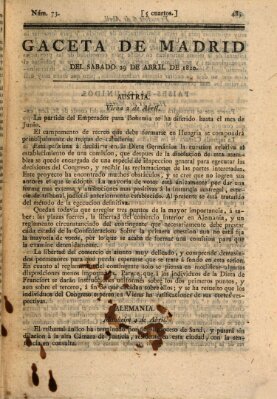 Gaceta de Madrid Samstag 29. April 1820