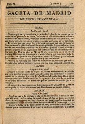 Gaceta de Madrid Donnerstag 4. Mai 1820