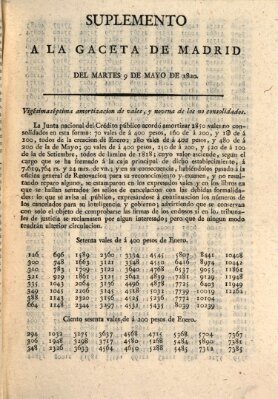 Gaceta de Madrid Dienstag 9. Mai 1820